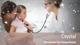  Presentation with falling snow - Audience pleasing theme consisting of female doctor against snow falling backdrop and a gray colored foreground