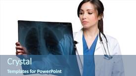  Presentation with analyzing behavior - Slide deck featuring female doctor analyzing a chest background and a ocean colored foreground