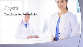  Presentation with conference - Presentation design with female-doctor-at-the-front background and a sky blue colored foreground