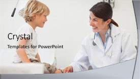  Presentation with child healthcare - Presentation theme enhanced with female doctor auscultating a child background and a white colored foreground