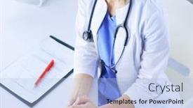  Presentation with female hospital patient - Presentation theme consisting of female-doctor-calming-down background and a light blue colored foreground