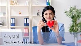  Presentation with cardiologist - Beautiful slide deck featuring female doctor cardiologist working in the clinic backdrop and a teal colored foreground
