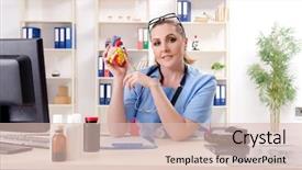  Presentation with cardiologist - Presentation design with female doctor cardiologist working background and a lemonade colored foreground