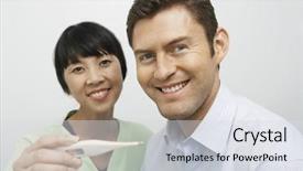  Presentation with body temperature - Beautiful presentation theme featuring female doctor checking body temperature backdrop and a sky blue colored foreground