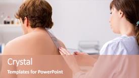  Presentation with joint - Audience pleasing slide set consisting of physical therapy function - female doctor checking joint flexibility backdrop and a coral colored foreground