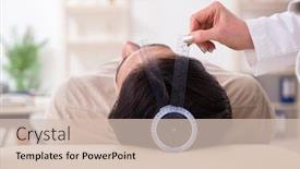  Presentation with joint - PPT theme with female doctor checking patient's joint flexibility with goniometer background and a lemonade colored foreground