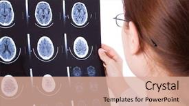  Presentation with brain injury - Audience pleasing presentation theme consisting of female doctor examining a brain backdrop and a coral colored foreground