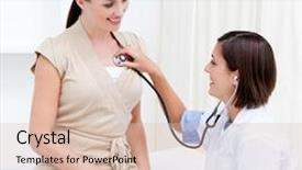  Presentation with female hospital patient - Beautiful PPT theme featuring female doctor examining a smiling backdrop and a lemonade colored foreground