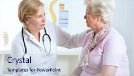  Presentation with diagnosis - Beautiful PPT layouts featuring female doctor explaining diagnosis backdrop and a sky blue colored foreground