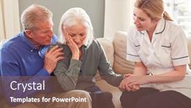  Presentation with bad news - Colorful slide deck enhanced with female-doctor-giving-bad-news backdrop and a violet colored foreground