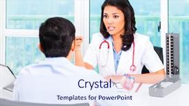  Presentation with medical practice - Slide deck having female doctor giving patient medical background and a  colored foreground