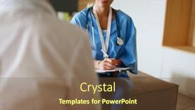  Presentation with hold hand - Slide deck having doctor hand hold silver pen background and a tawny brown colored foreground