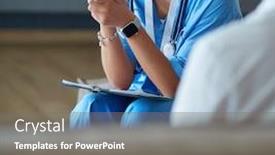  Presentation with hold hand - Presentation design with female-doctor-hand-hold-silver background and a gray colored foreground