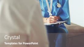  Presentation with hold hand - Beautiful PPT layouts featuring female-doctor-hand-hold-silver backdrop and a gray colored foreground