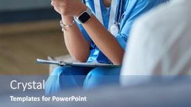  Presentation with hold hand - PPT layouts with female-doctor-hand-hold-silver background and a teal colored foreground