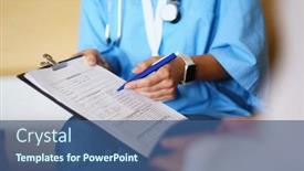  Presentation with hold hand - Cool new theme with female-doctor-hand-hold-silver backdrop and a ocean colored foreground