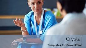  Presentation with hold hand - Theme enhanced with female-doctor-hand-hold-silver background and a light blue colored foreground