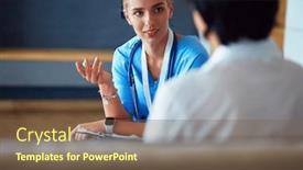  Presentation with hold hand - Presentation theme with female-doctor-hand-hold-silver background and a violet colored foreground