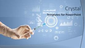  Presentation with research - Slides consisting of female doctor hand holding syringe with research data graphic background and a light blue colored foreground