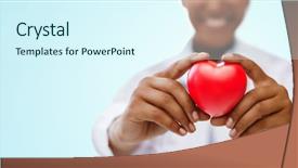  Presentation with african charity - Presentation theme consisting of female doctor hands holding red background and a sky blue colored foreground