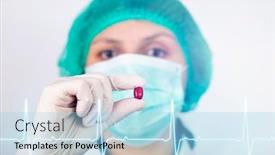  Presentation with medical business - Slide set enhanced with female-doctor-holding-a-red background and a light blue colored foreground