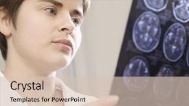  Presentation with female - Presentation consisting of female doctor holding cat scan background and a lemonade colored foreground