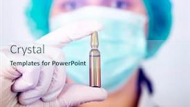  Presentation with medical business - Presentation design consisting of female-doctor-holding-medicine-between background and a cool aqua colored foreground