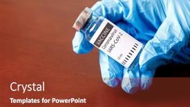  Presentation with medical vaccine - Colorful slide deck enhanced with female-doctor-holding-syringe backdrop and a tawny brown colored foreground