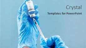  Presentation with medical vaccine - Cool new PPT theme with female-doctor-holding-syringe backdrop and a light blue colored foreground