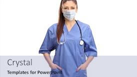  Presentation with mask - Cool new PPT theme with female-doctor-in-a-blue backdrop and a teal colored foreground