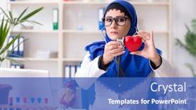  Presentation with hijab - PPT layouts enhanced with female doctor in hijab working in the hospital background and a teal colored foreground