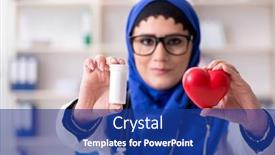  Presentation with hijab - Amazing theme having female doctor in hijab working in the hospital backdrop and a navy blue colored foreground