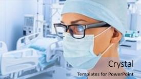  Presentation with intensive care - Cool new PPT theme with intensity science - female doctor in intensive care backdrop and a light blue colored foreground