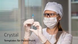  Presentation with doctor office - Presentation design enhanced with female-doctor-in-laboratory-office background and a mint green colored foreground