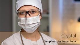  Presentation with doctor office - Colorful presentation enhanced with female-doctor-in-laboratory-office backdrop and a coral colored foreground