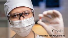  Presentation with laboratory equipment - Slides enhanced with female-doctor-in-laboratory-office background and a coral colored foreground
