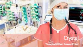  Presentation with emergency room - Presentation consisting of female doctor in pediatric emergency background and a coral colored foreground