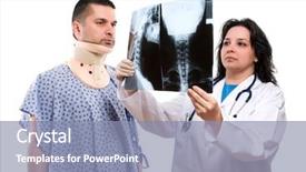  Presentation with neck x ray - Presentation theme featuring female doctor looking at neck background and a light blue colored foreground