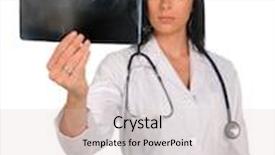  Presentation with film - Colorful PPT layouts enhanced with female doctor looking at x-ray film isolated over white background backdrop and a lemonade colored foreground