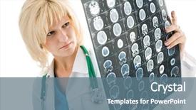  Presentation with lungs - Cool new PPT theme with female doctor looking at a lungs or torso xray backdrop and a ocean colored foreground