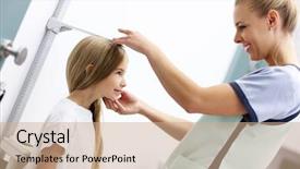  Presentation with height - Presentation theme enhanced with female doctor measuring height background and a coral colored foreground