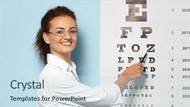  Presentation with eyesight - PPT layouts featuring female doctor near eyesight test background and a sky blue colored foreground