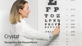  Presentation with eyesight - PPT layouts featuring female doctor near eyesight test background and a light gray colored foreground
