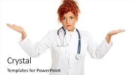  Presentation with teamwork nurse doctor - Cool new PPT theme with female doctor or nurse don' backdrop and a white colored foreground