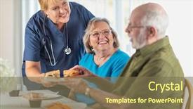  Presentation with teamwork nurse doctor - PPT layouts with female doctor or nurse serving background and a tawny brown colored foreground