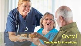  Presentation with nutrition - Colorful slide deck enhanced with female doctor or nurse serving backdrop and a violet colored foreground