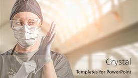  Presentation with mask nurse - Colorful slide set enhanced with female-doctor-or-nurse-wearing backdrop and a soft green colored foreground