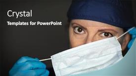  Presentation with surgical nurse - Beautiful PPT theme featuring female-doctor-or-nurse-wearing backdrop and a dark gray colored foreground