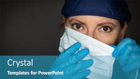  Presentation with surgical nurse - Colorful presentation design enhanced with female-doctor-or-nurse-wearing backdrop and a teal colored foreground