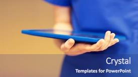  Presentation with nurse technology - PPT theme with female doctor or nurse background and a navy blue colored foreground